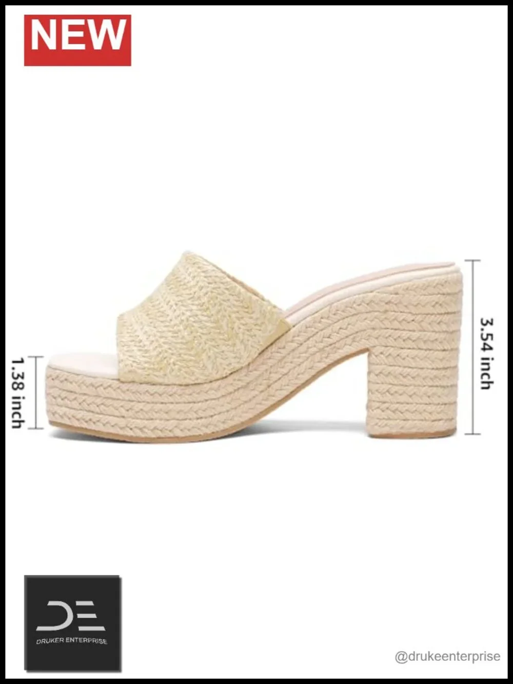 Espadrille Platform Sandals Raffia Chunky Heels Open Toe Bohemian Vacation Beach